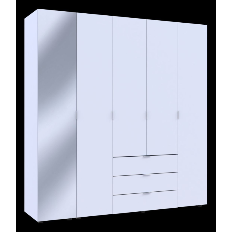 Шкаф для одежды Гелар Белый 4ДСП/Зеркало 194х49.5х203.4 (42002160)