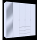 Шкаф для одежды Гелар Белый 4ДСП/Зеркало 194х49.5х203.4 (42002160)