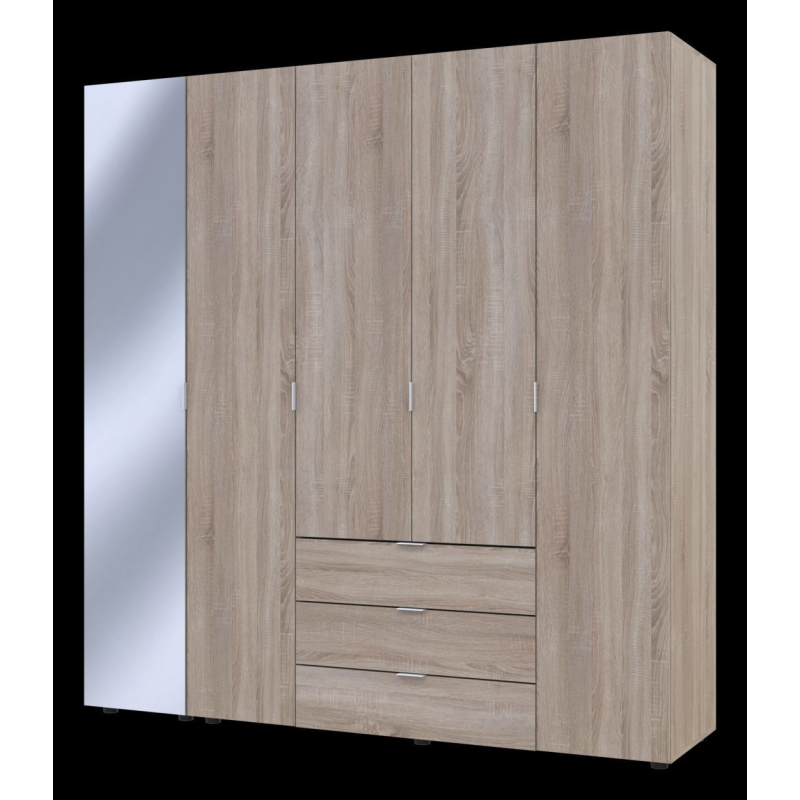 Шкаф для одежды Гелар Дуб сонома 4ДСП/Зеркало 194х49.5х203.4 (42002162)
