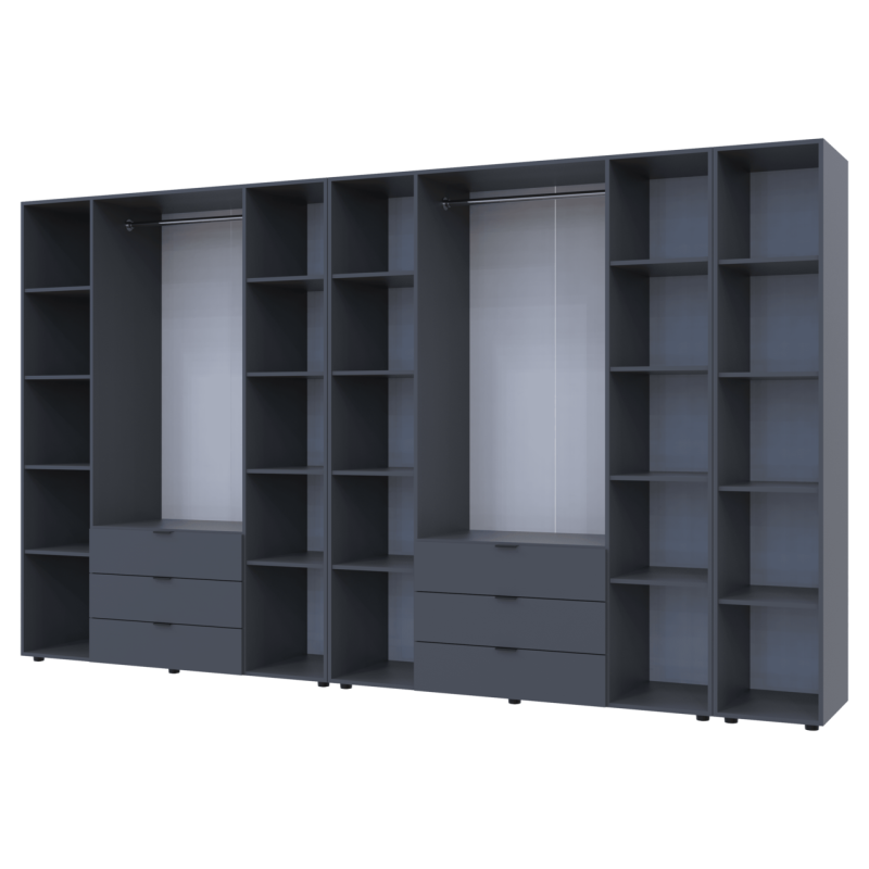 Комплект Гелар с Этажеркой Графит 4+4 ДСП 348.2х49.5х203.4 (42005065)