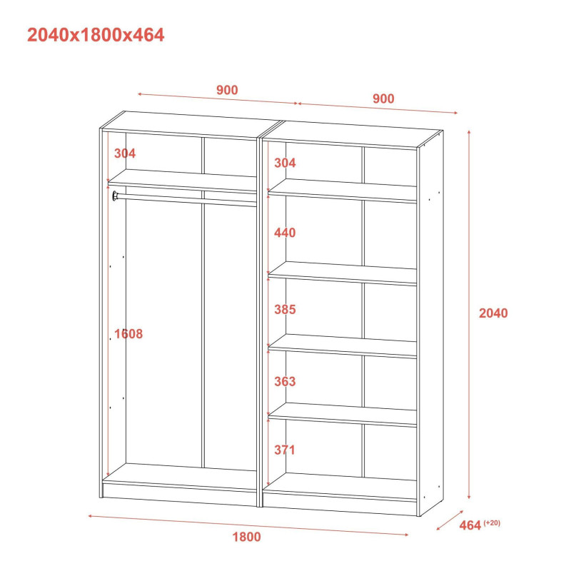 Комплект Промо с полками Белый 2+2 ДСП 180х48х204 (44900288)