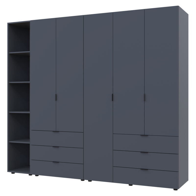 Комплект Гелар с Этажеркой Графит 2+3 ДСП 231.9х49.5х203.4 (42005057)