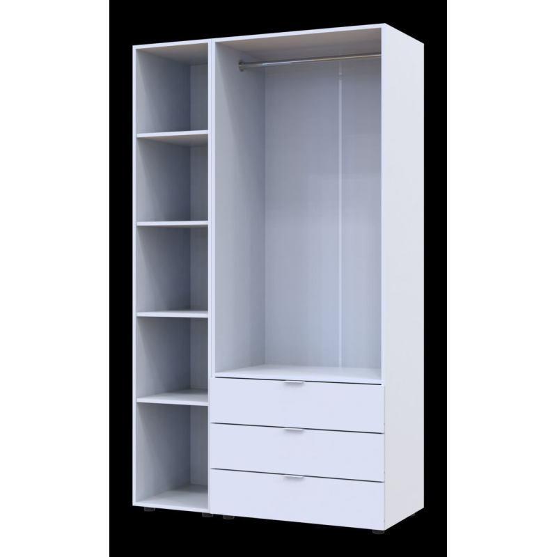 Шкаф для одежды Гелар Белый 2ДСП/Зеркало 116.5х49.5х203.4 (42002154)