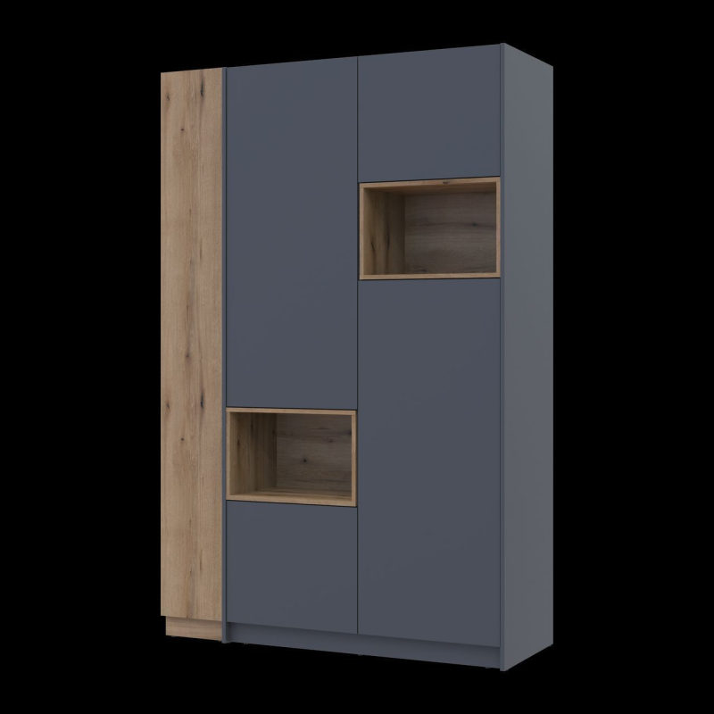 Шафа для одежды Дейл Графит/Дуб Эвок 2 ДСП 143.2х52х220 (42005154)