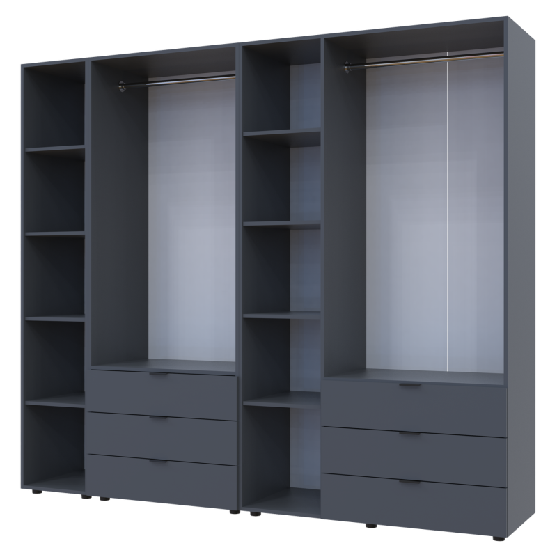 Комплект Гелар с Этажеркой Графит 2+3 ДСП 231.9х49.5х203.4 (42005057)