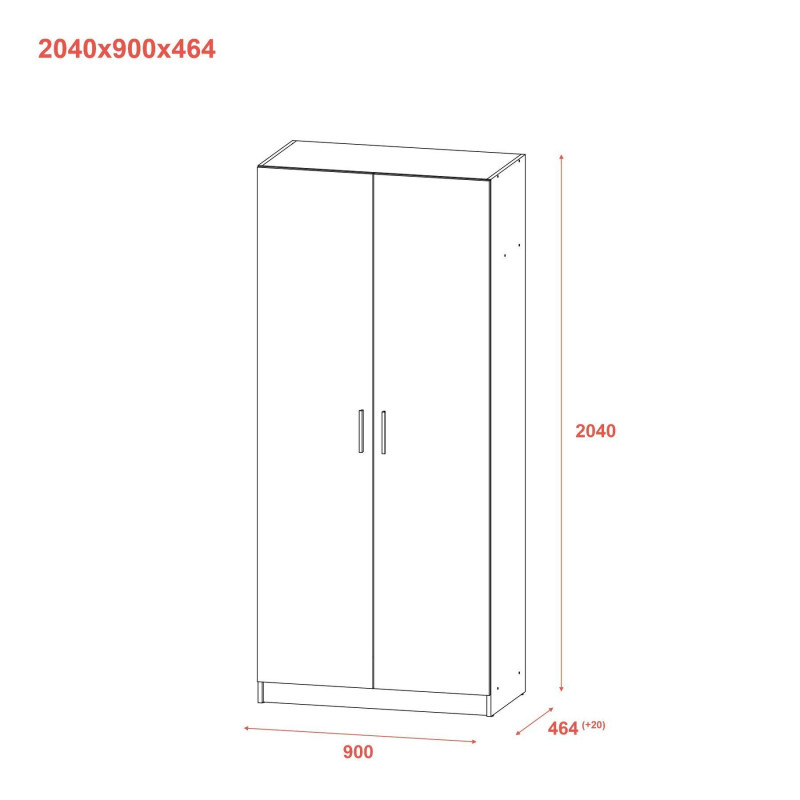Шкаф для одежды Промо с полками Графит 2 ДСП 90х48х204 (42005101)