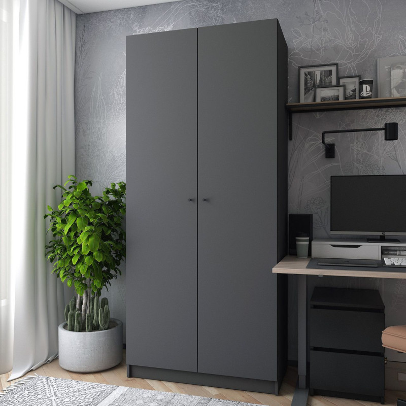 Шкаф для одежды Промо с полками Графит 2 ДСП 90х48х204 (42005101)