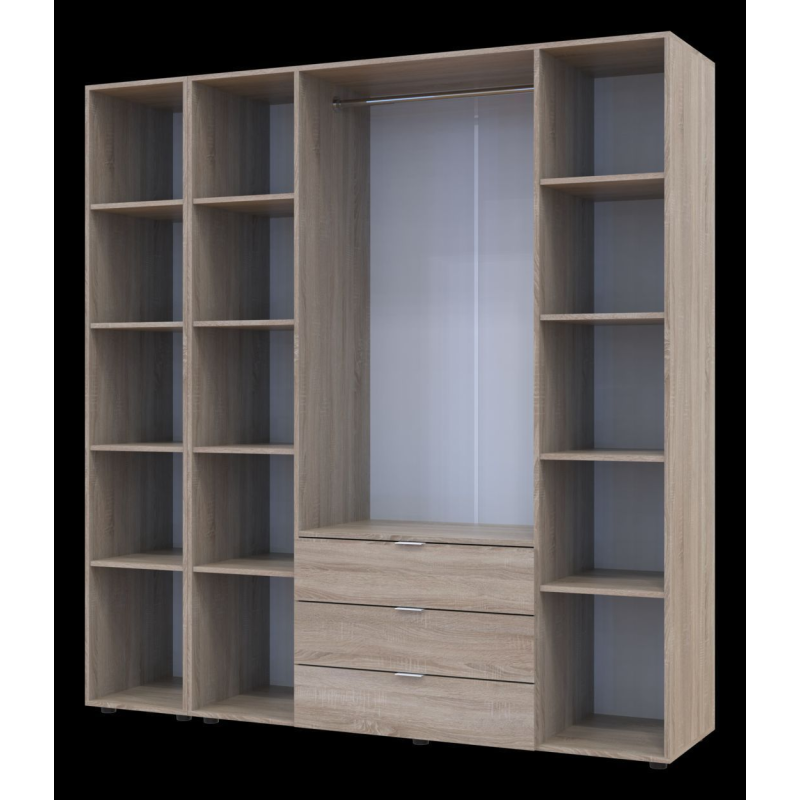 Шкаф для одежды Гелар Дуб сонома 4ДСП/Зеркало 194х49.5х203.4 (42002162)