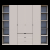 Распашной шкаф для одежды Гелар с 2 Этажерками Кашемир 4 ДСП 231.4х49.5х203.4 (80737648)