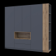 Шкаф для одежды с нишей и этажеркой Дейл Графит/Дуб Эвок 4 ДСП 234х52х220 (42005158)