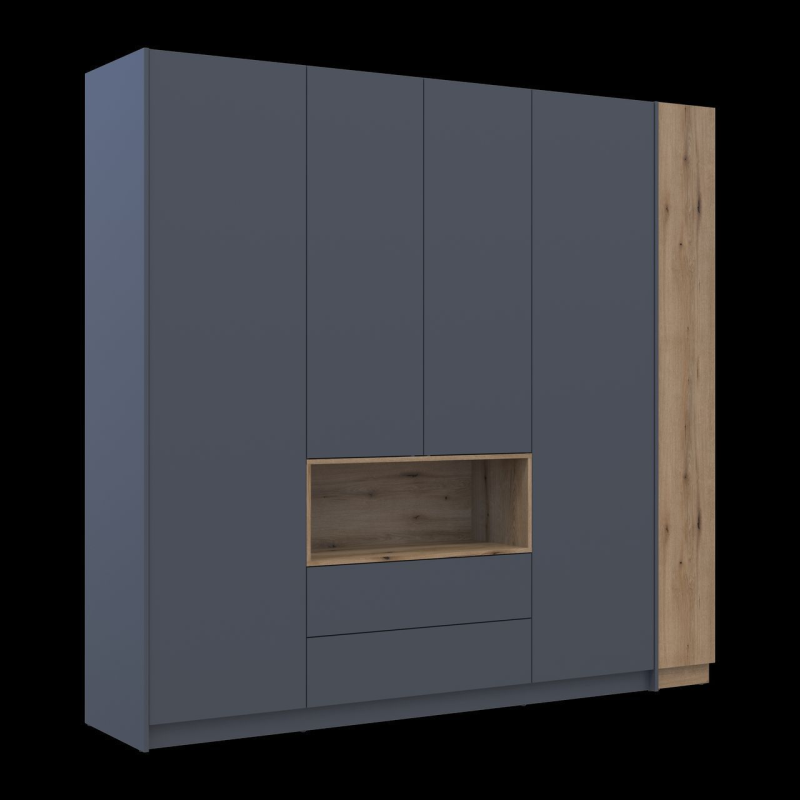 Шкаф для одежды с нишей и этажеркой Дейл Графит/Дуб Эвок 4 ДСП 234х52х220 (42005158)