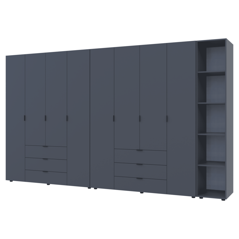 Комплект Гелар с Этажеркой Графит 4+4 ДСП 348.2х49.5х203.4 (42005065)