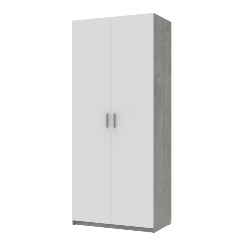 Распашная шкаф для одежды Кен Бетон / Белый 2 ДСП 90х52х210 (80737020)