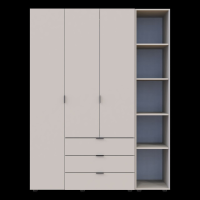 Распашной шкаф для одежды Гелар с Этажеркою Кашемир 3 ДСП 154.4х49.5х203.4 (80737645)