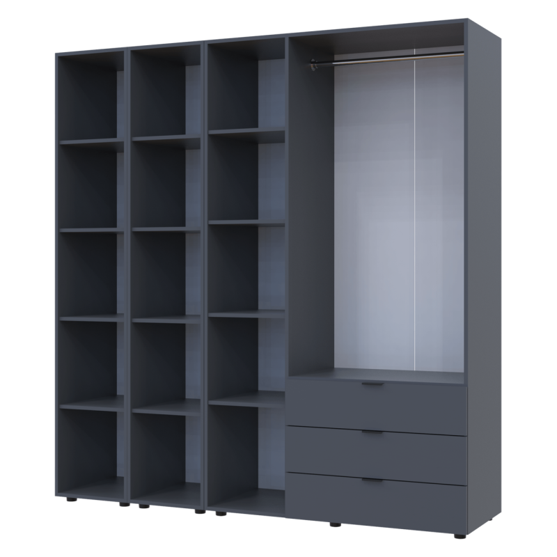 Комплект Гелар с 2 Этажерками Графит 3 ДСП 192.6х49.5х203.4 (42005060)