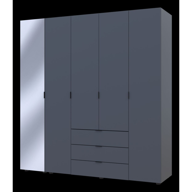 Шкаф для одежды Гелар Графит 4ДСП/Зеркало 194х49.5х203.4 (42002161)