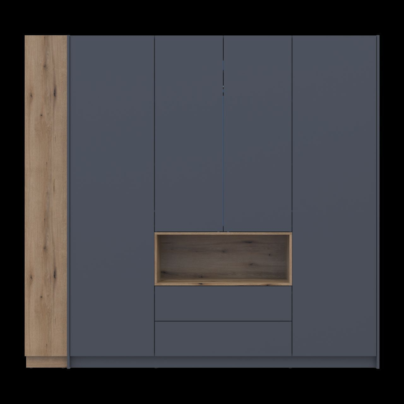 Шкаф для одежды с нишей и этажеркой Дейл Графит/Дуб Эвок 4 ДСП 234х52х220 (42005158)