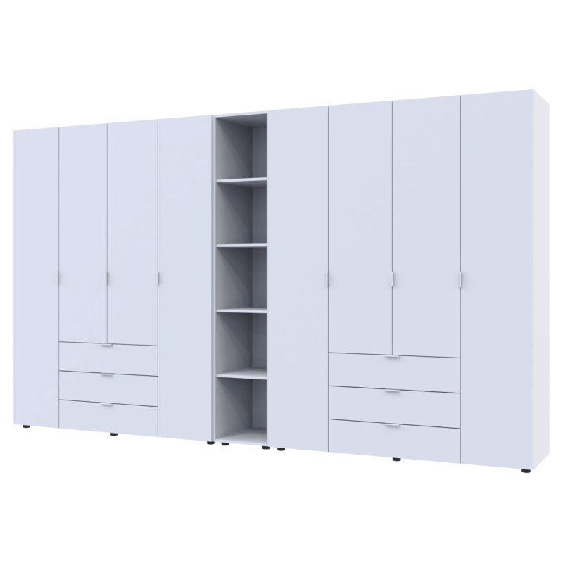 Комплект Гелар с Этажеркой Белый 4+4 ДСП 348.2х49.5х203.4 (42005040)