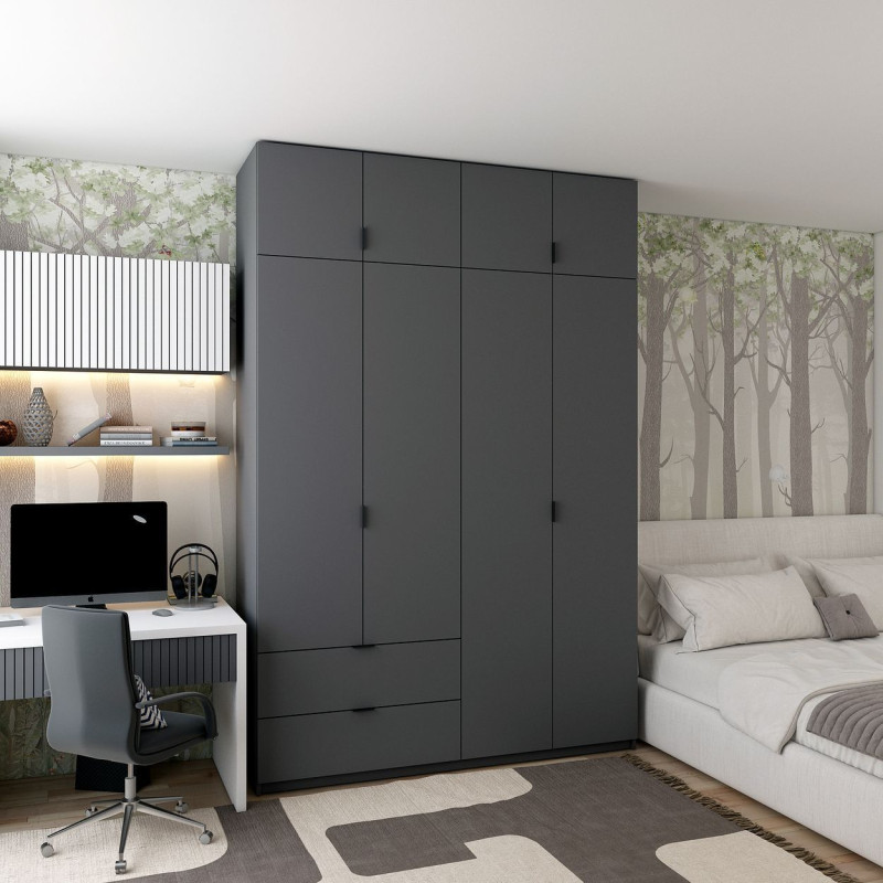 Распашная шкаф для одежды Лукас Графит/Графит 160х50х240 (80736287)