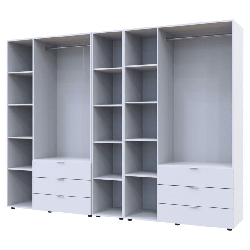 Комплект Гелар с Этажеркой Белый 3+3 ДСП 270.6х49.5х203.4 (42005036)