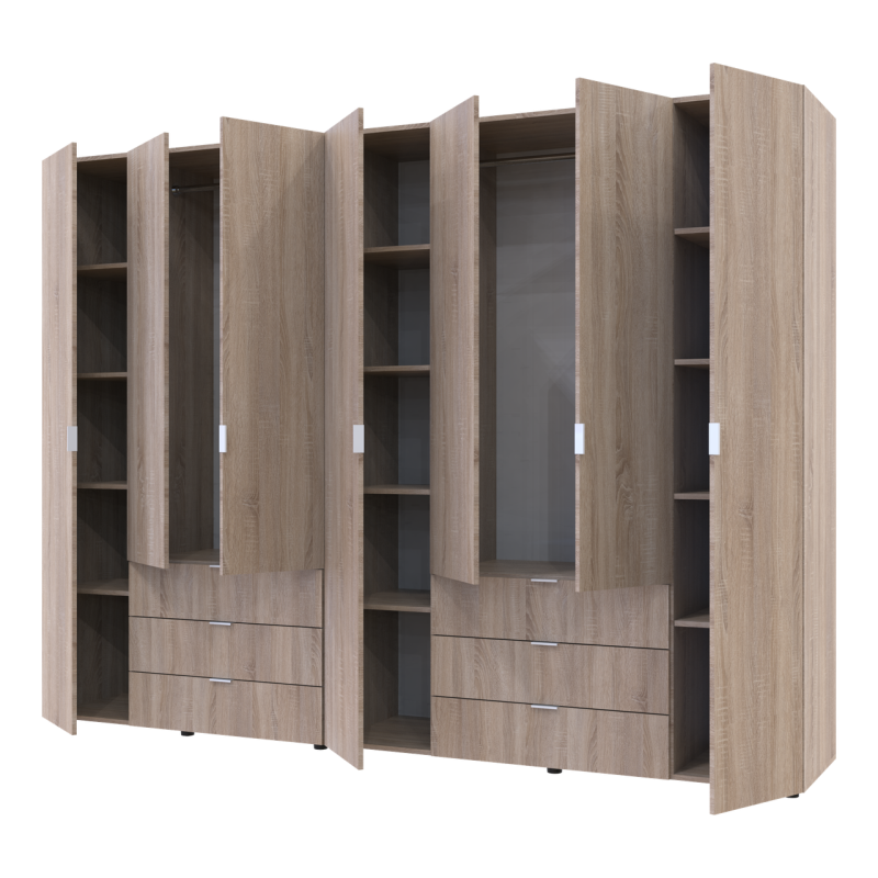 Распашная шкаф для одежды Гелар комплект Cонома 3+4 ДСП 271,2х49,5х203,4 (42002127)