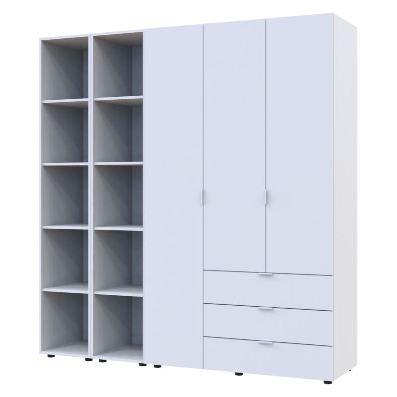 Комплект Гелар с 2 Этажерками Белый 3 ДСП 192.6х49.5х203.4 (42005035)