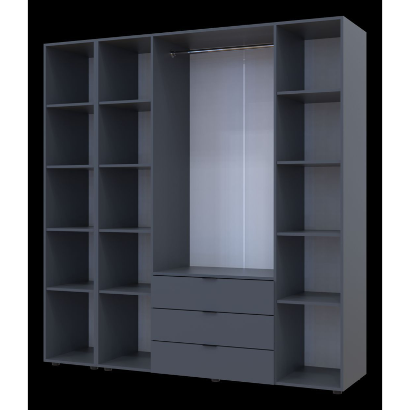 Шкаф для одежды Гелар Графит 4ДСП/Зеркало 194х49.5х203.4 (42002161)