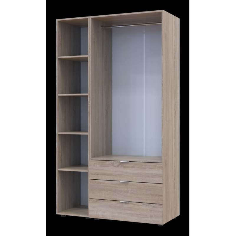 Шкаф для одежды Гелар Дуб сонома 2ДСП/Зеркало 116.5х49.5х203.4 (42002156)