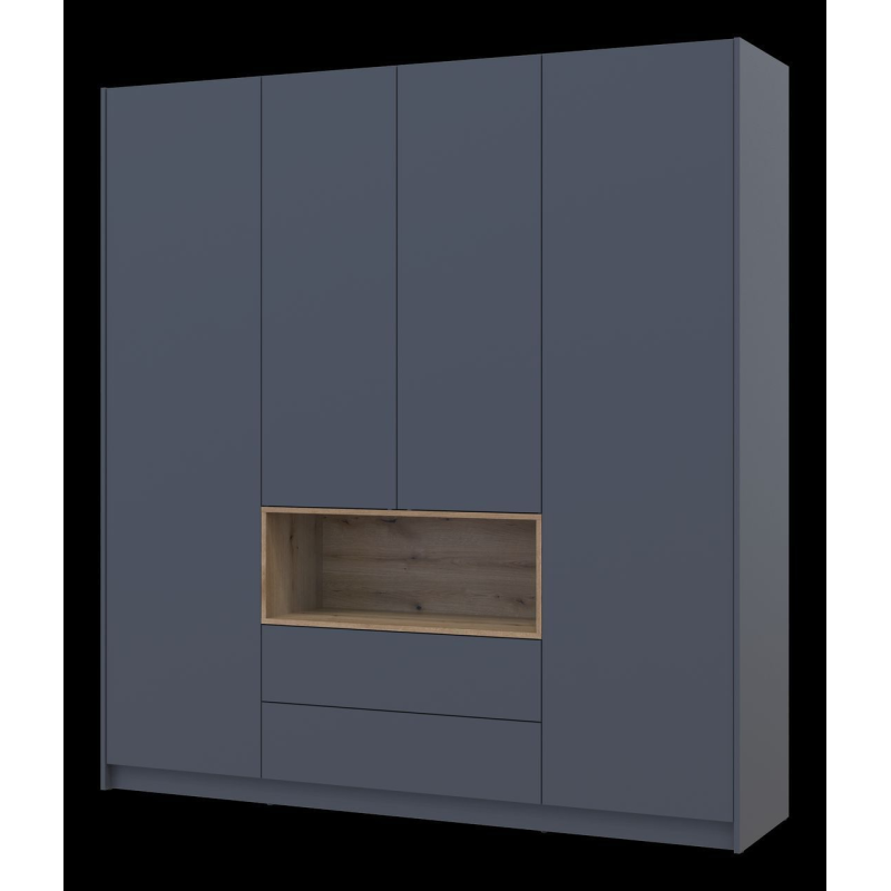 Шкаф для одежды с нишей Дэйл Графит/Дуб Эвок 4 ДСП 206х52х220 (80737724)