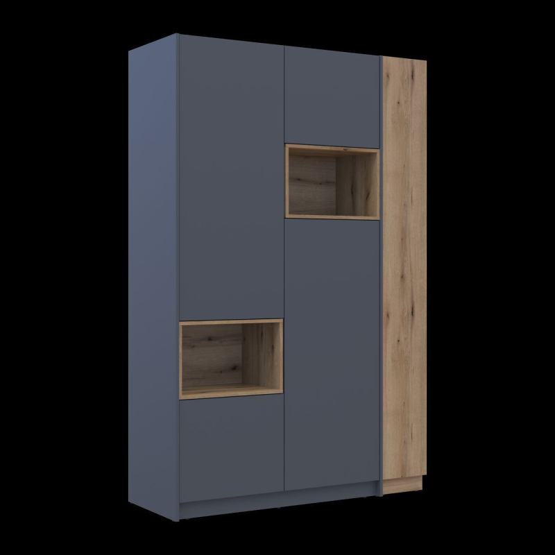 Шафа для одежды Дейл Графит/Дуб Эвок 2 ДСП 143.2х52х220 (42005154)