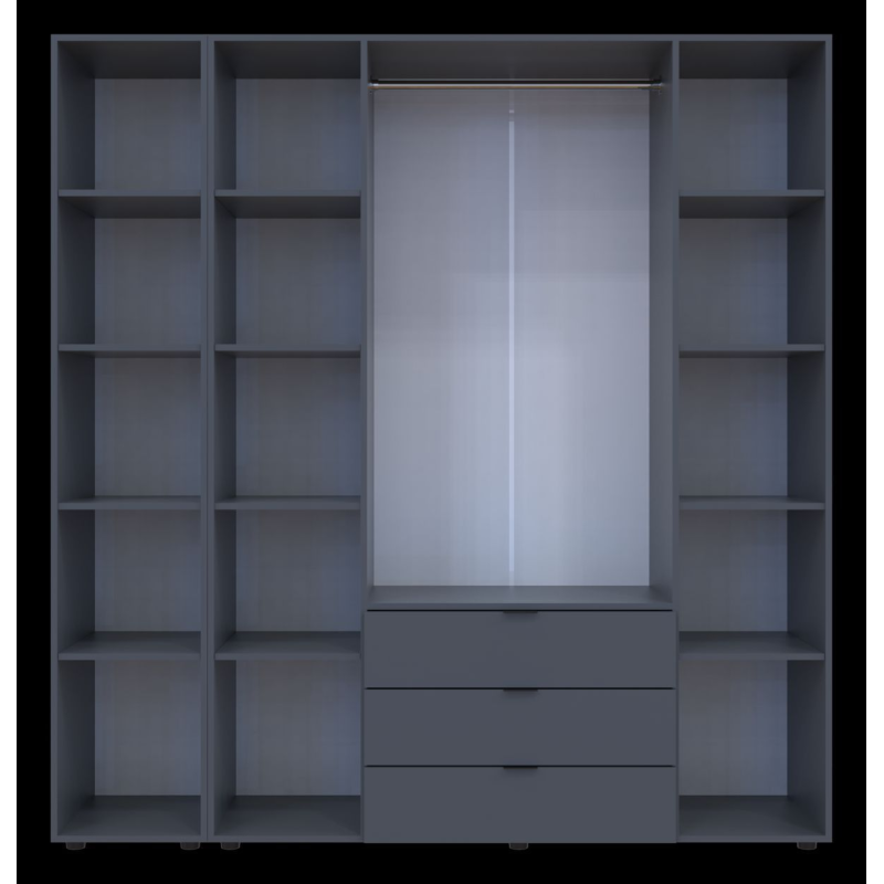 Шкаф для одежды Гелар Графит 4ДСП/Зеркало 194х49.5х203.4 (42002161)