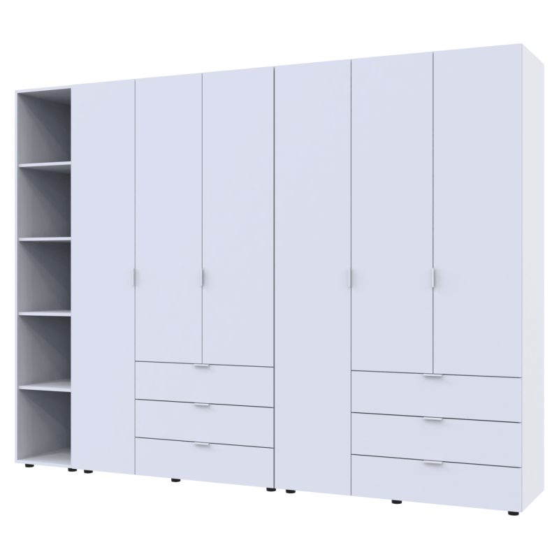 Комплект Гелар с Этажеркой Белый 3+3 ДСП 270.6х49.5х203.4 (42005036)