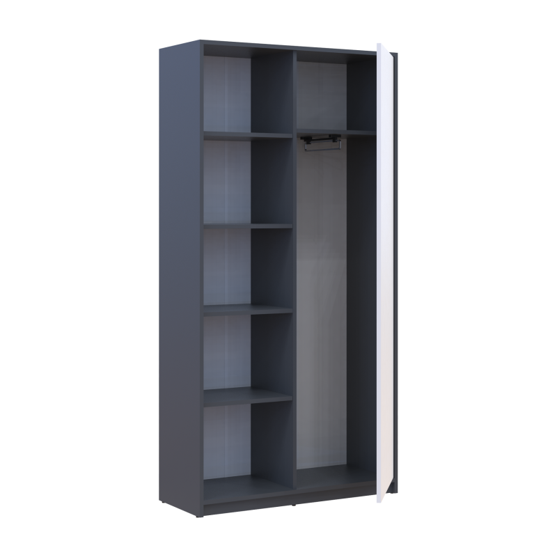 Шкаф для одежды Студент Графит/Белый ДСП 90х38х180 (44900273)