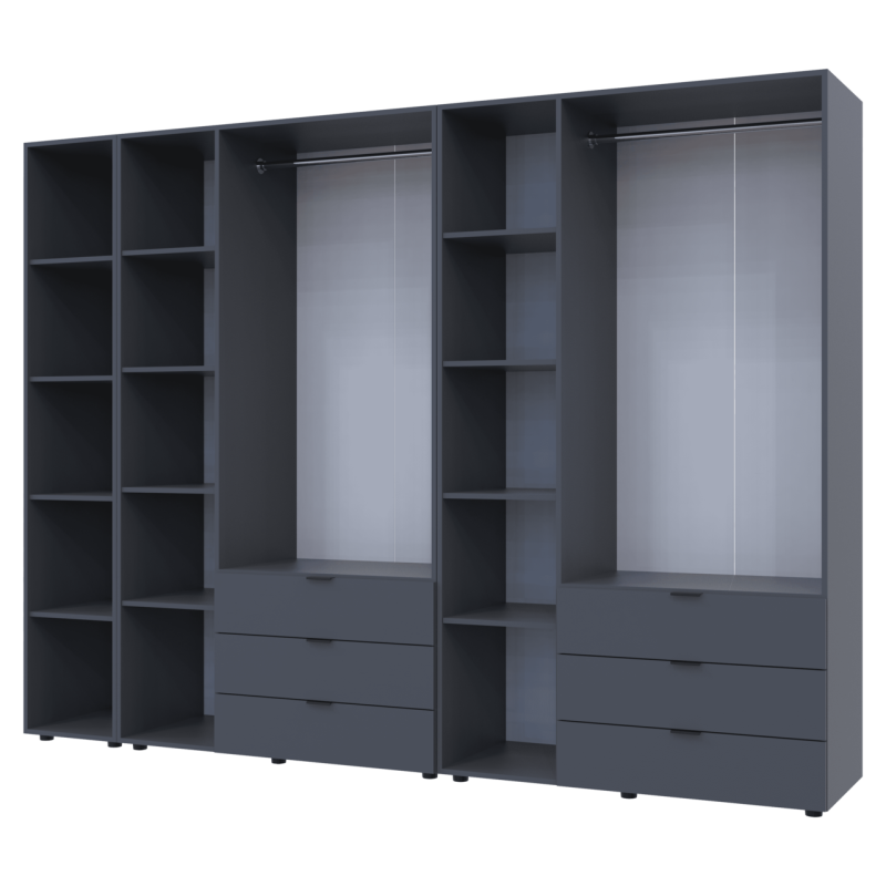 Комплект Гелар с Этажеркой Графит 3+3 ДСП 270.6х49.5х203.4 (42005061)