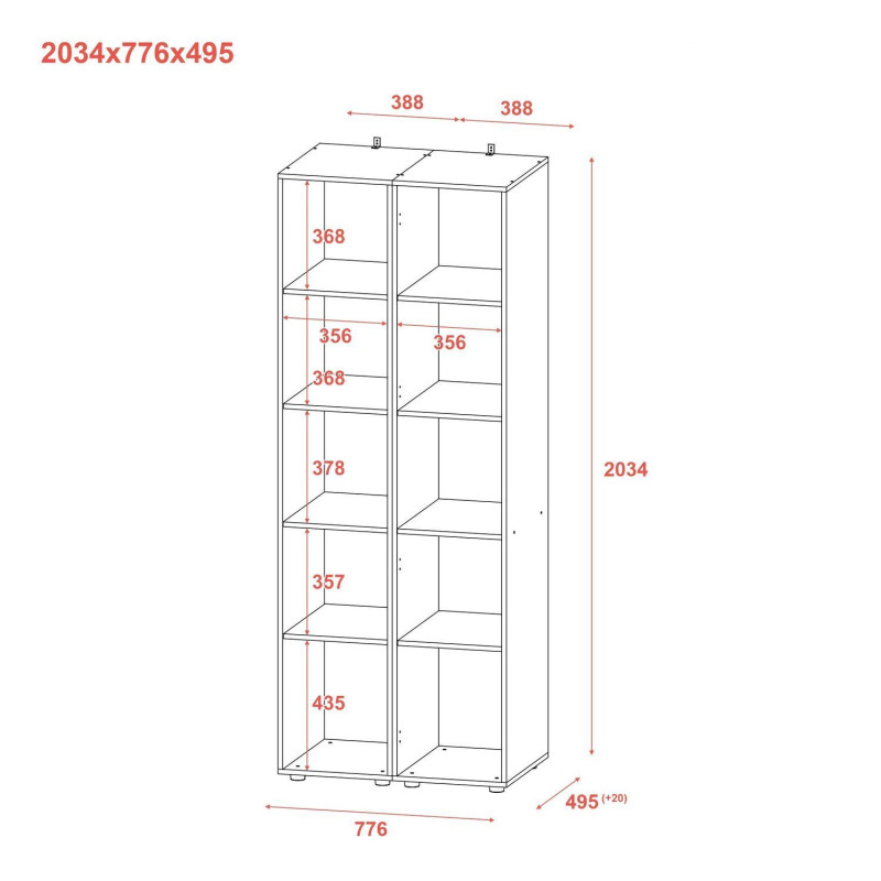 Zestaw Gelar Sonoma Oak z 2 lustrami, 78x49.5x203.4mm (42002165)