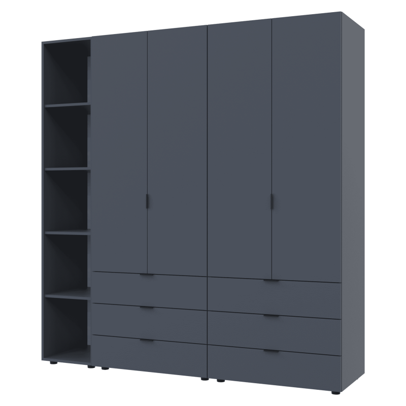 Комплект Гелар с Этажеркой Графит 2+2 ДСП 193.2х49.5х203.4 (42005056)