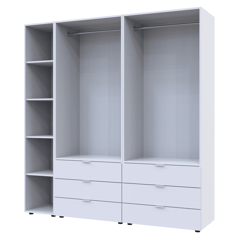 Комплект Гелар с этажеркой Белый 2+2 ДСП 193.2х49.5х203.4 (42005031)