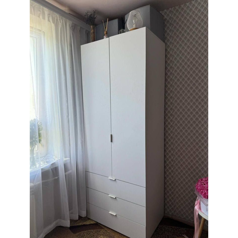 Распашная шафа для одежды Геллар Белый 2 ДСП 77,5х49,5х203,4 (80737021)