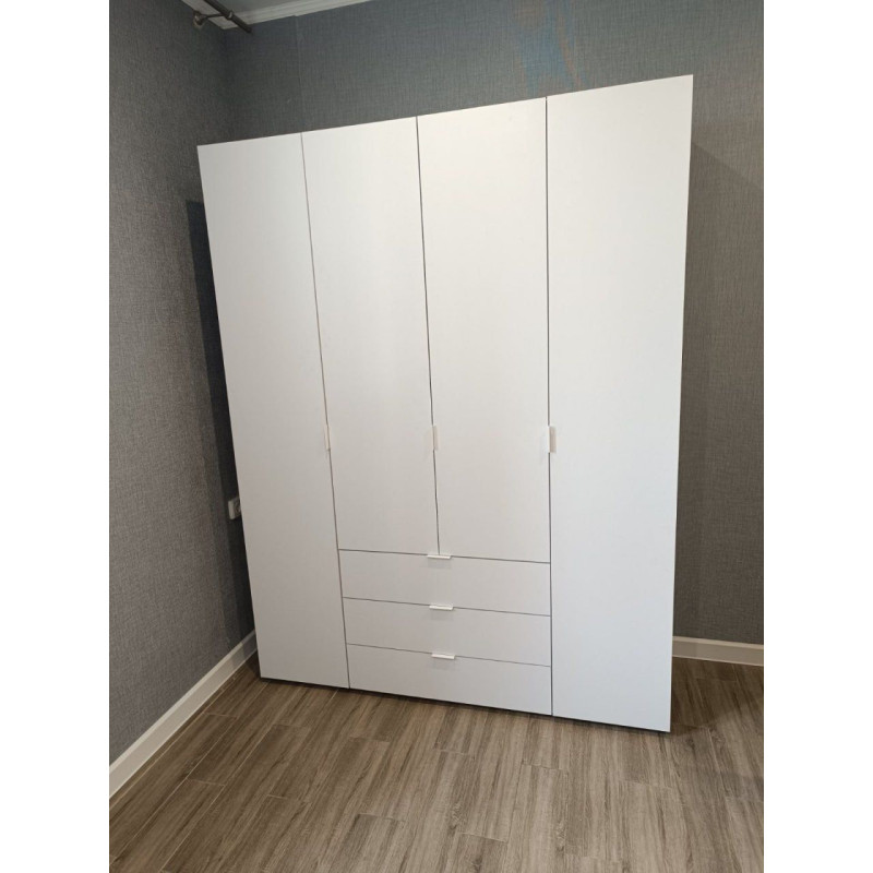 Распашной шкаф для одежды Гелар Белый 4 ДСП 155х49,5х203,4 (80397642)