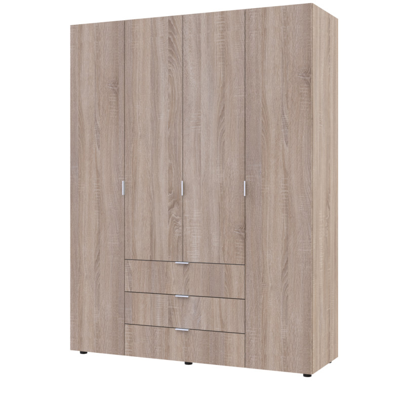 Распашная шкаф для одежды Гелар Дуб Cонома 4 ДСП 155х49,5х203,4 (80397560)