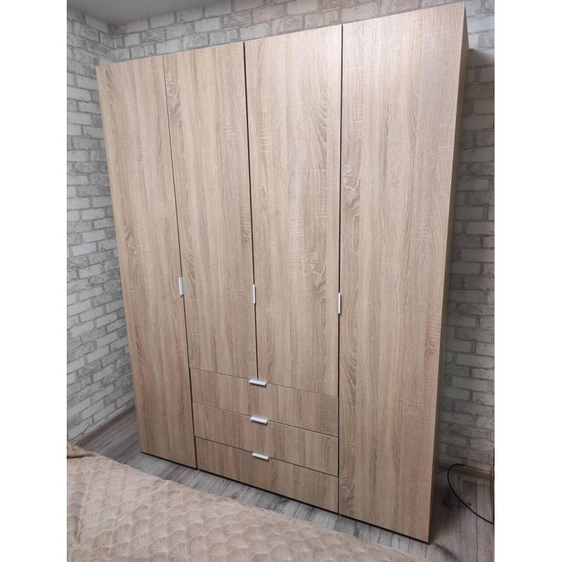 Распашная шкаф для одежды Гелар Дуб Cонома 4 ДСП 155х49,5х203,4 (80397560)