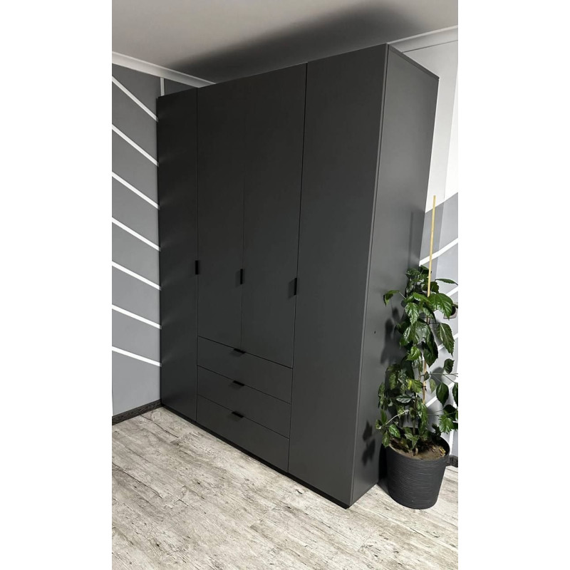 Распашной шкаф для одежды Гелар Графит 4 ДСП 155х49,5х203,4 (80737075)