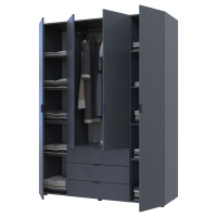 Шафа для одягу Гелар Графіт 4 ДСП 155х49,5х203,4 (80737075)