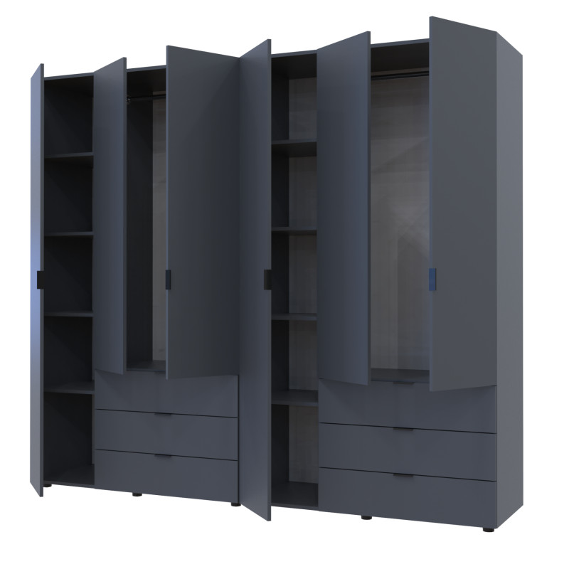 Распашной шкаф для одежды Гелар комплект Графит 3+3 ДСП 232,4х49,5х203,4 (42002126)