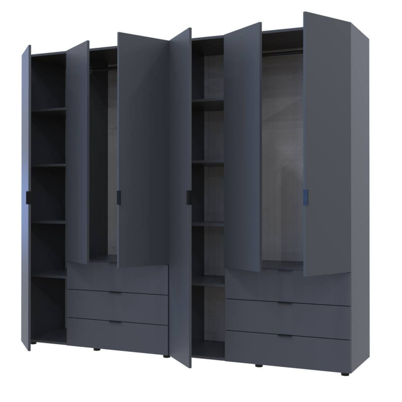 Распашной шкаф для одежды Гелар комплект Графит 3+3 ДСП 232,4х49,5х203,4 (42002126)