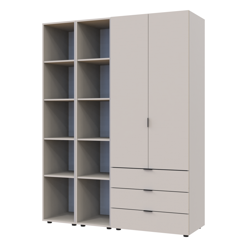 Распашная шкаф для одежды Гелар с 2 Этажерками Кашемир 2 ДСП 153.9х49.5х203.4 (80737644)