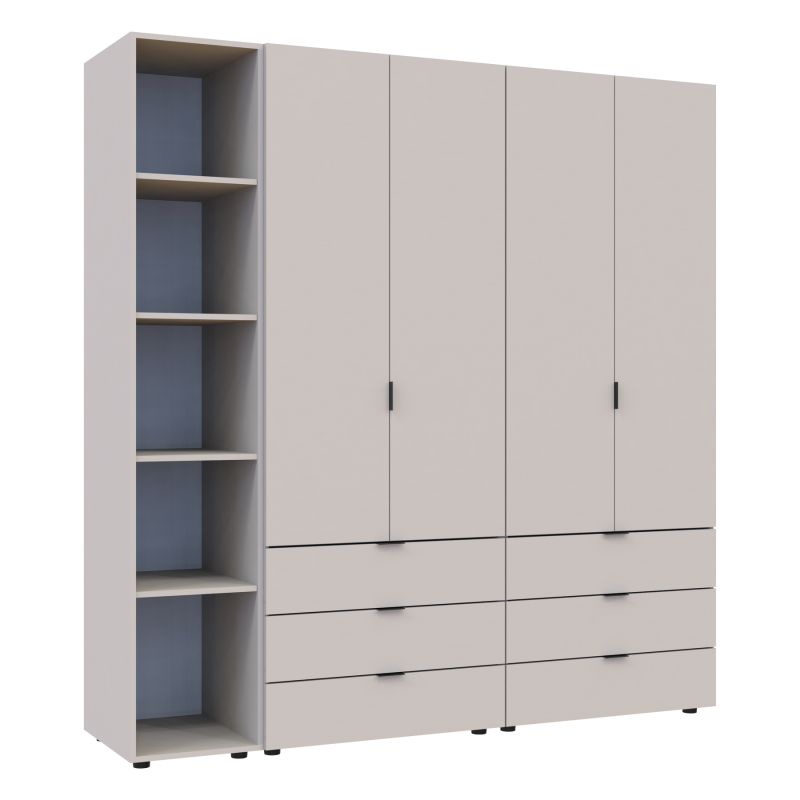 Распашная шкаф для одежды Гелар с Этажеркой Кашемир 2+2 ДСП 193.2х49.5х203.4 (80737649)
