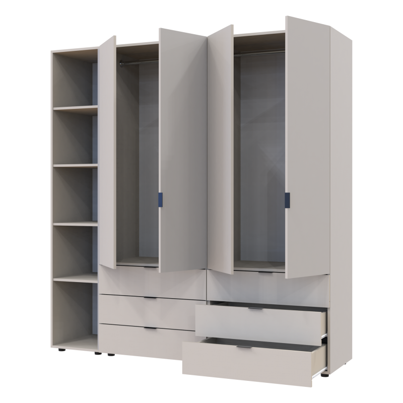 Распашная шкаф для одежды Гелар с Этажеркой Кашемир 2+2 ДСП 193.2х49.5х203.4 (80737649)