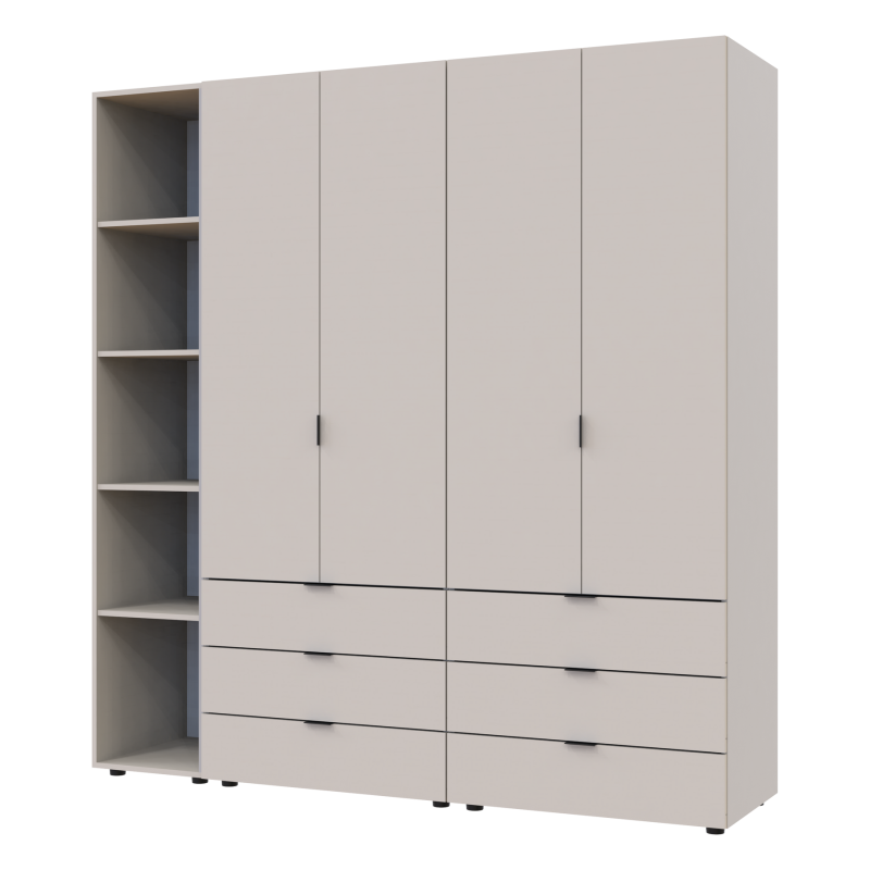 Распашная шкаф для одежды Гелар с Этажеркой Кашемир 2+2 ДСП 193.2х49.5х203.4 (80737649)