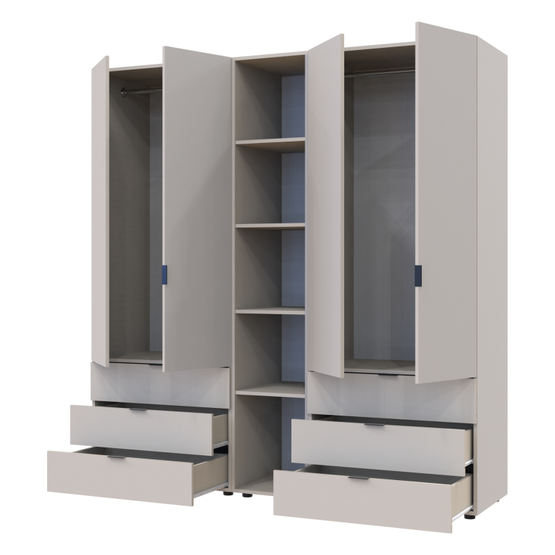 Распашная шкаф для одежды Гелар с Этажеркой Кашемир 2+2 ДСП 193.2х49.5х203.4 (80737649)